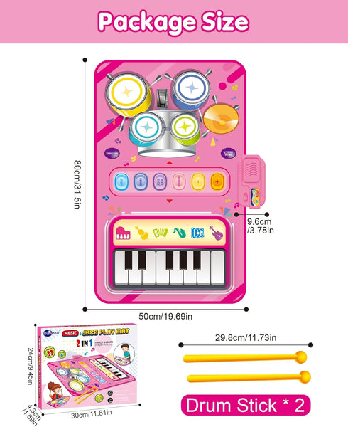 1 12-18 1-2 DQMOON Toys for Year Old Girl Gifts, Baby Musical Mat with Piano & Drum, Adjustable Volume, Months Toddler