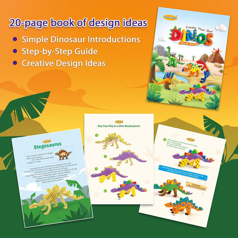 5 12 Set Drama Planet Dinosaur Air Dry Clay Kit Create Dinosaur Models with Colors of Modeling Clay, Instruction Guide