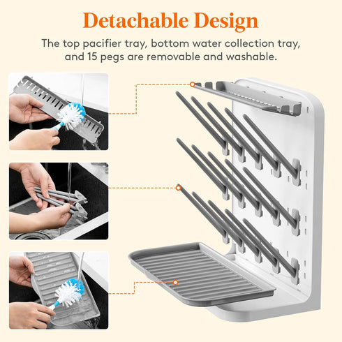 15 Countertop Lifewit Large Baby Bottle Drying Rack with Hooks, Newborn Essentials Must Haves, Holder Organizer