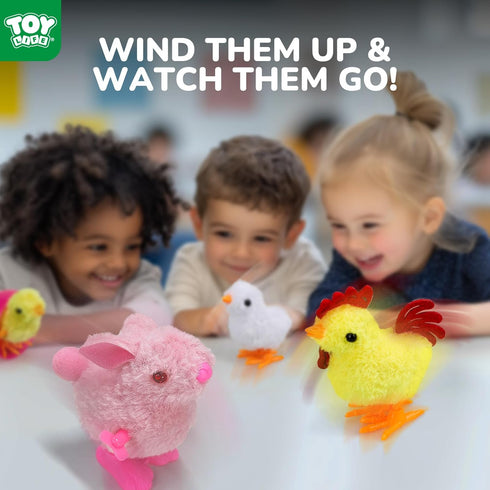 12 Packs TOY Life Easter Eggs Filled with Wind Up Chicks and Plush Bunnies, Plastic Easter Eggs Toys Inside, Easter