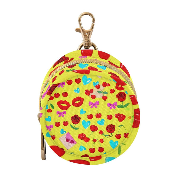 Valentines Pattern Round Pacifier Storage Case with Zipper, Portable Pacifier Case for