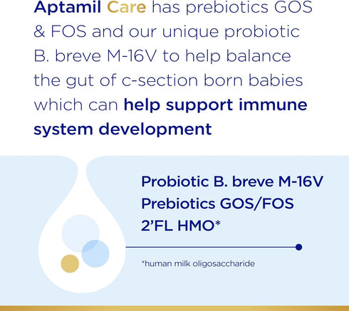 Aptamil Care Stage 2 - Milk Based Powder Infant Formula for 6+ Months, DHA & ARA, Omega 3 & 6, Prebiotics, 28.2 Ounces