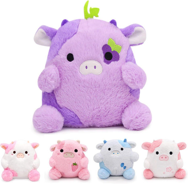 Kawaii Purple Cow Plush Stuffed Animals Pillow, Soft Cow Pillows, Birthday Gift Home Decoration for Kids Girls Boys