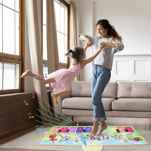 1-5 Toddler Toys Farm Animals Piano Mat, Baby Musical Floor Carpet Play mat for Kids,Sensory Educational Learning