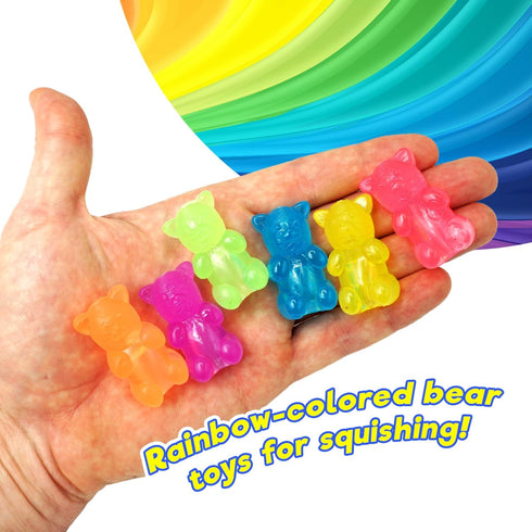 Gummi (6 Pack, 6 4530-6s JA-RU Mini Bears Pencil Toppers for Kids Bears Each) Mochi Squishy Toys. Stress Relief Fidget