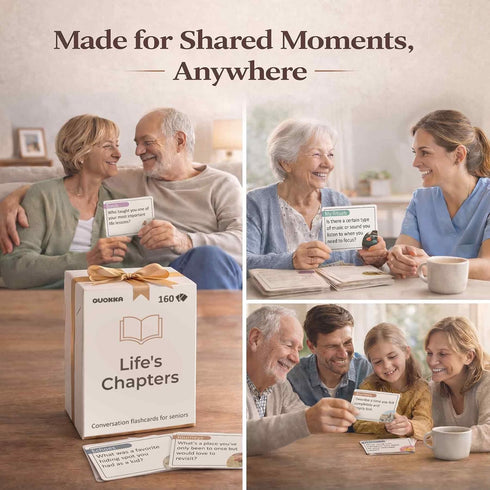 160 QUOKKA Conversation Cards for Seniors Memory Card Game Alzheimer's Dementia Activities Large Print Conversation
