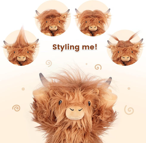 SuzziPals Heatable & Coolable Highland Cow Weighted Stuffed Animals, Microwavable Stuffed Animals Heating Pad