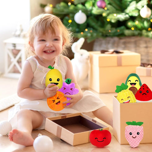8 Pack Sensory Toys for Kids, Mini Fruit Soft Stuffed Plush Toy for Girls or Boys as Party Decorations, Toddler Pretend