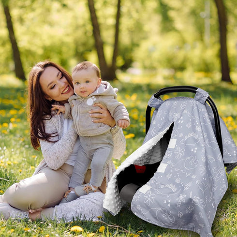 Dinosaur-Themed Nursing Pillow Cover - Infant Car Seat Insert for Comfort