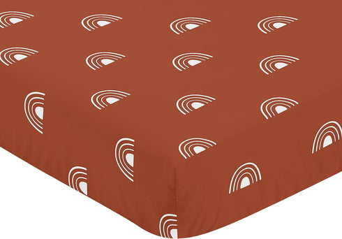 Sweet Jojo Designs Rust and White Boho Rainbow Boy or Girl Fitted Crib Sheet Baby or Toddler Bed Nursery - Orange