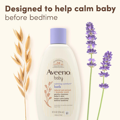 8 Oz Aveeno Baby Calming Comfort Bath & Wash with Relaxing Lavender & Vanilla Scents & Natural Oat Extract