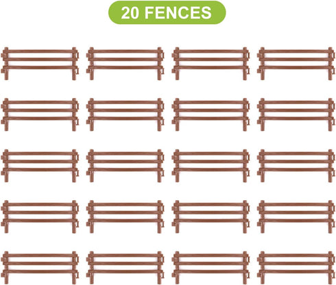Volnau 20 Pcs Farm Corral Fence Toys | Panel Accessories Playset with Barn Animal Figures for Toddlers Kids Figurines