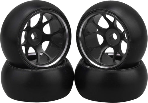 4pcs 25x11MM RC 1:28 Drift Tires, Black Mesh Wheel Hub Replacement for WL 1/28 K969 K989 P929 Upgrade Parts
