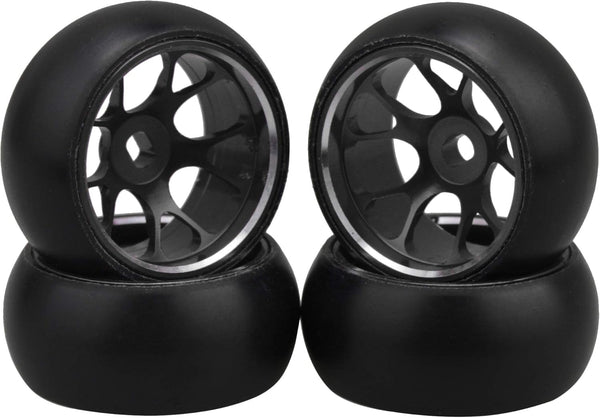 4pcs 25x11MM RC 1:28 Drift Tires, Black Mesh Wheel Hub Replacement for WL 1/28 K969 K989 P929 Upgrade Parts