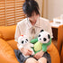 Cute Stuffed Panda Animal, 12 Inch Plush Toy Cosplay as Pink Dinosaur, Soft Panda Plushies for Kids