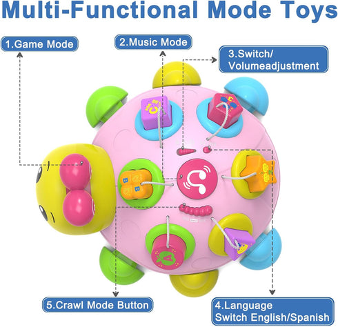 Holaxander 6-12 7 8 9 10 11 1-2 Baby Musical Ladybug Crawling Toys,Baby Toy Months with Light-up Music, Early