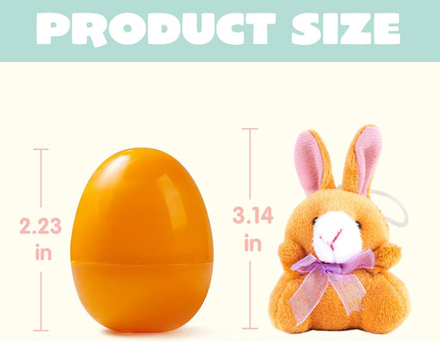 18 JOYIN Pcs Pre-Filled Easter Eggs with Plush Animal Toys, Egg Filled Keychain for Kids Hunt Goodie Bag Fillers Basket