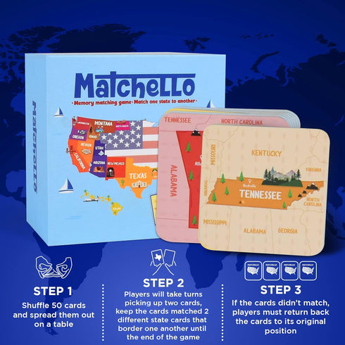 Memory Matching Game - Learn Geography for Kids – 50 States Matching Game – Educational and Fun for Ages 7 and Up