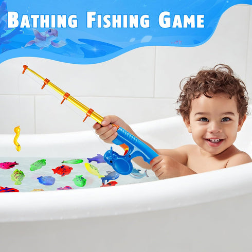 CozyBomB Set 3-5 6 4-8 Magnetic Fishing Toys Game for Kids | Water Table Bathtub Kiddie Pool Party Pole Rod Net