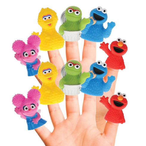 Sesame Street 10 Piece Finger Puppet Set - Educational Bath Toys, Party Favors, Floating Pool Toys, Playtime