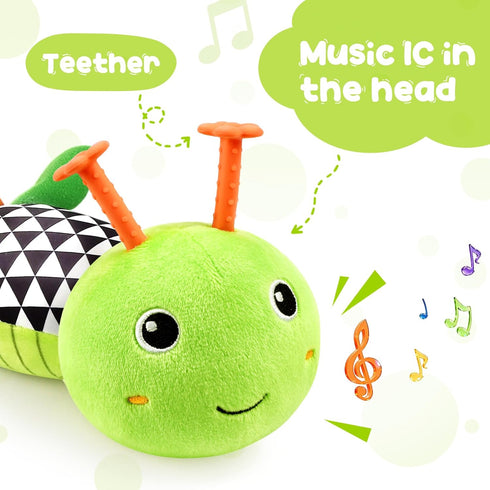 0-6 6-12 Tummy 0 3 6 9 12 Baby Toys Musical Caterpillar, Infant Stuffed Animal for Months with Crinkle and Rattles