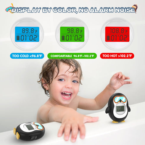 Bath Thermometer for Baby, Safety Floating Water Temperature Gauge with Battery Power Display Feature