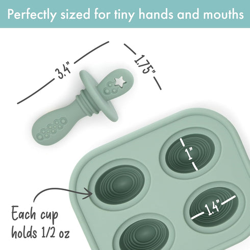 Silicone Petite Pops Baby Popsicle Mold, BPA Free, Dishwasher Safe, 4 months+, Sage Green Teether Pops