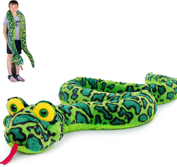 MaoGoLan 98 Inch Giant Snake Stuffed Animal Long Snake Plush, Green Boa