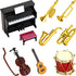 Dollhouse Miniature Musical Instrument Set in 1:12 Scale, Includes Violin, Piano, Trumpet, and Guitar