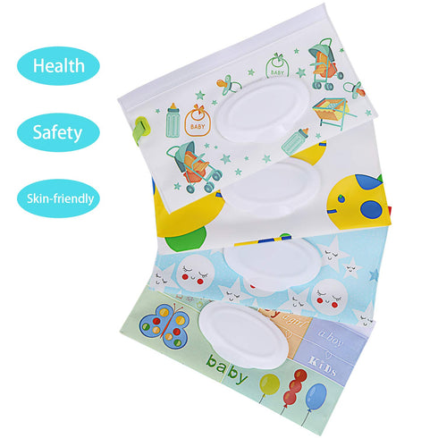 FEBSNOW 4 Pack Baby Wipes Container - Reusable Portable Wet Wipe Pouch Dispenser for Baby Travel