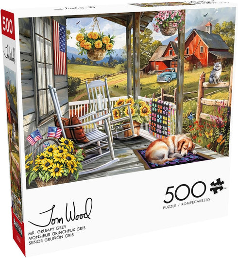 500 21.25 15.00 Buffalo Games - Tom Wood - Mr. Grumpy Grey - Piece Jigsaw Puzzle for Adults - Challenging Puzzle