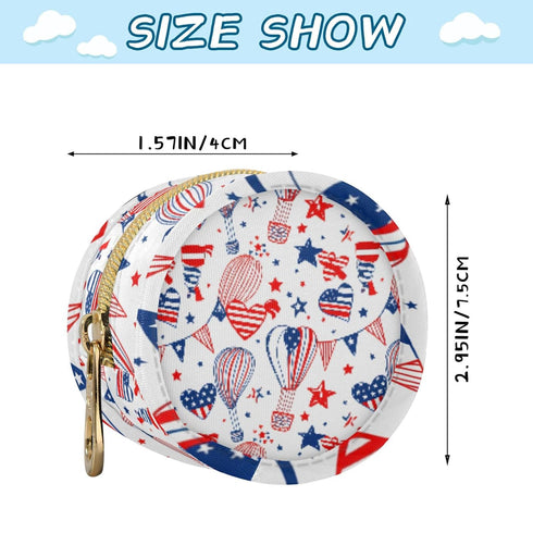 PYBUG Independence Day Round Pacifier Storage Case, Polyester & TPU Lined with Hook Buckle, Pacifier Container Box