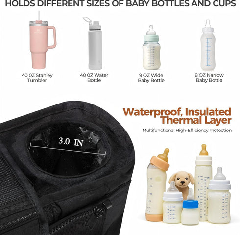 WUUTER Stroller Organizer with Cup Holder Detachable Wristlet Large Capacity Baby Stroller Bag for Mom, Fits Uppababy