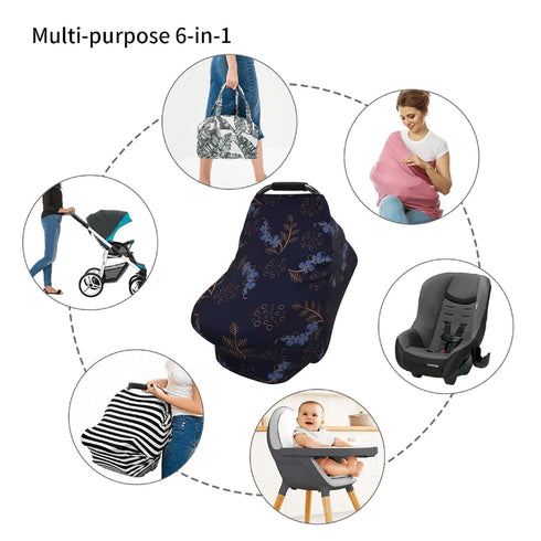 Schgap Floral Doodle Car Seat Cover for Baby Nursing Cover Breastfeeding Baby Carrier Cover Stretchy Carseat Canopy