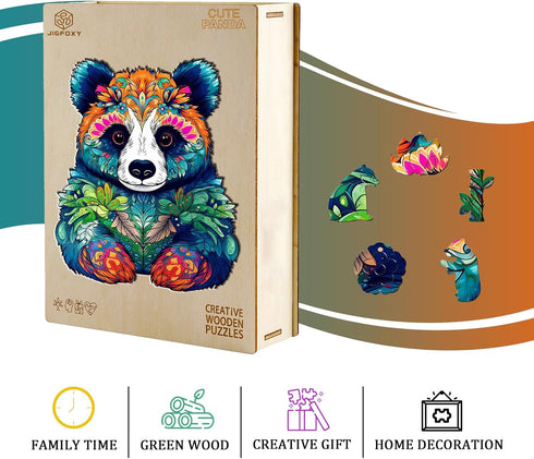Wooden Jigsaw Puzzles for Adults, Unique Panda Shape Wood Cut Puzzles for Puzzle Lovers, Birthday Gifts for Family