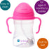 b.box Sippy Cup with Weighted Straw, Leak Proof, Spill Proof, Easy Grip, BPA Free, Dishwasher Safe, Pink Pomegranate,