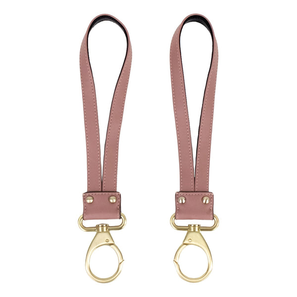TWELVElittle Stroller Clips 2.0, Non Slip Vegan Leather Diaper Bag Straps, Pink