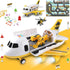 Dwi Dowellin Construction Toy Airplane Set with Play Mat, Excavator, Bulldozer, Mixer, Dumper Truck, Forklift, Crane,