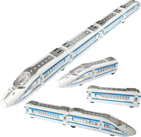 Set, 3 Pack 4 OTONOPI Toy Train Die-cast Bullet Train with Magnetic Connectors, Subway High Speed Locomotive Toy Car