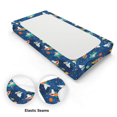 KuphiL10C Girls-16x32 Cartoon Space Animals Rockets Planets Stars Pattern Baby Changing Pad Cover, Unisex Outer Space