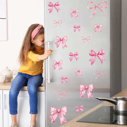 12 7.9 11.8 Inch Whaline Sheets Trendy Pink Bow Wall Stickers Light Pink Bow Knot Wall Decals Watercolor Room Mural