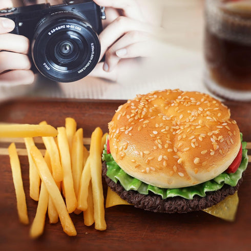 Joeabor 12 Artificial Hamburger & Artificial French Fries Realistic Fake Food for Display Faux Burger for Decoration