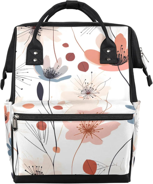 Hsnar Poppy Flowers Printed Waterproof Diaper Bag Backpack Large Capacity Baby Bag with