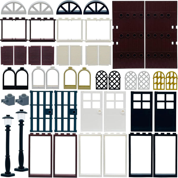 Building Bricks Kit, Glasses, Windows and Doors Set Accessories for Kids, Compatible with Major Brands