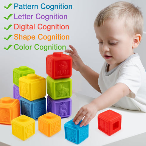 Baby Sensory Toy for Toddlers 1-3, Stacking & Building Block Montessori Toys for 1 2 3 Years Old