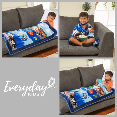 30" 40" EVERYDAY KIDS Toddler Throw Blanket - by - Fire and Police Rescue - Super Soft, Plush, Warm and Comfortable