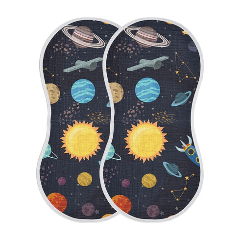 Kigai Carton Space Spaceships Muslin Baby Burp Cloths, Large Absorbent Cotton Muslin