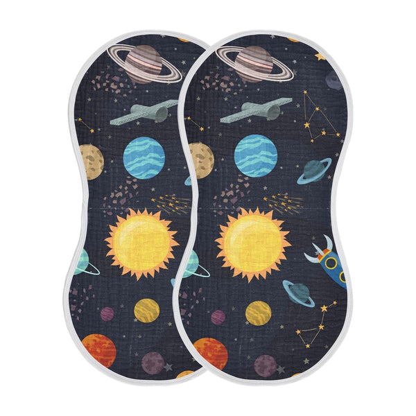 Kigai Carton Space Spaceships Muslin Baby Burp Cloths, Large Absorbent Cotton Muslin