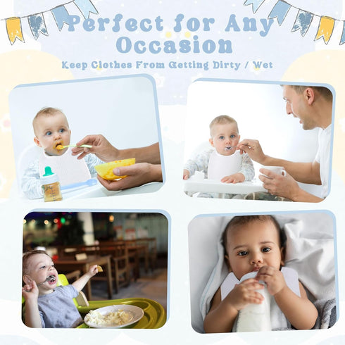 20 Toulite Pcs White Bibs for Baby Washable Reusable Waterproof Cotton Feeder Bibs with Double Sided Design for Baby