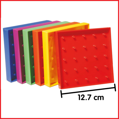 Set Set 6 3+ 5 5 Grid/12 edxeducation Double-Sided Geoboard | of with Rubber Bands | Ages | Math Resources, Fine Motor